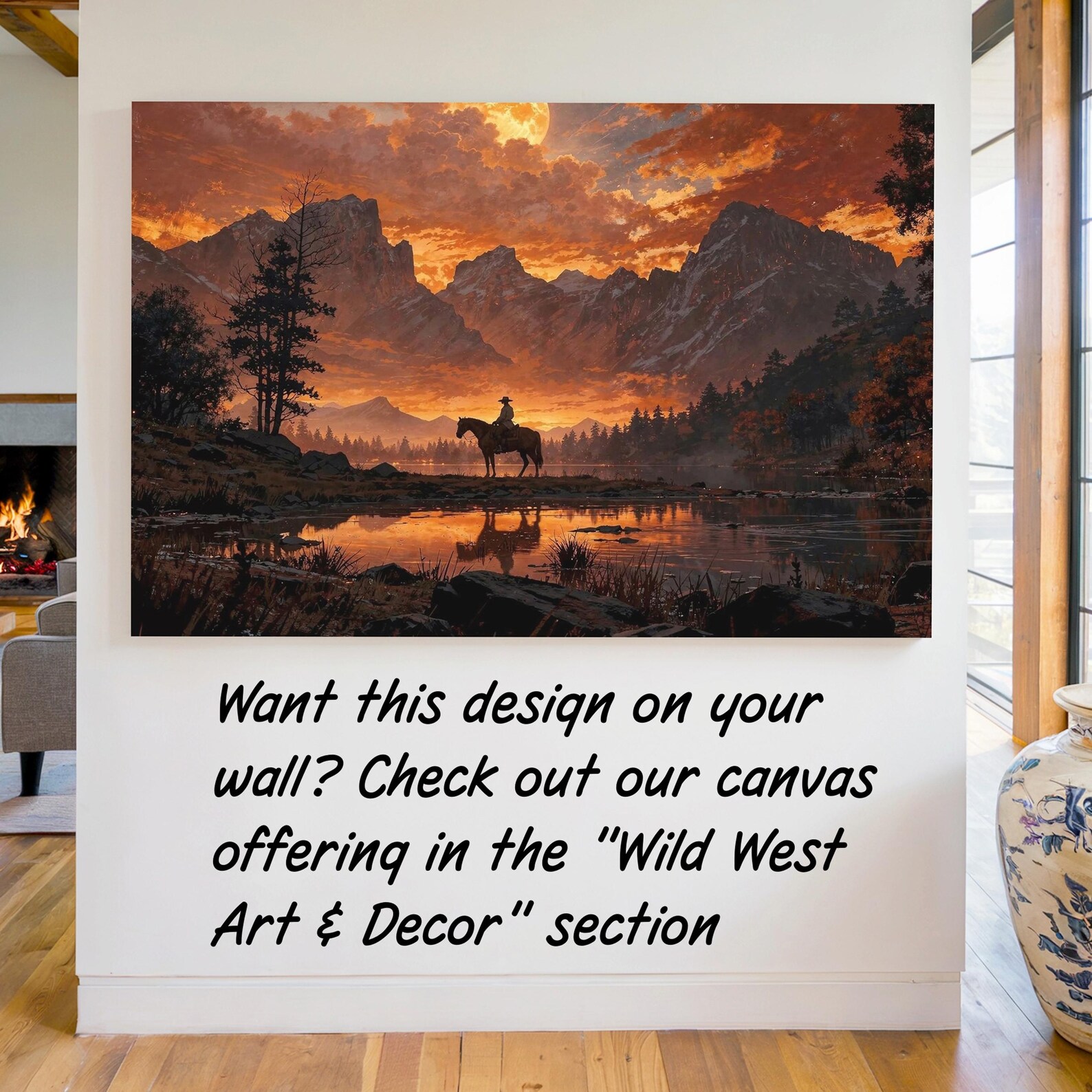 Fire Sky Cowboy Desk Mat, Desert Art Mouse Pad, Western Office Decor - Etsy