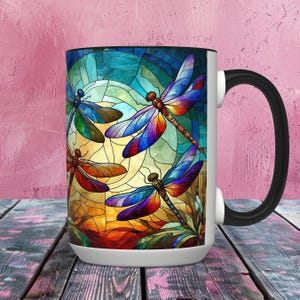 Stained Glass Dragonflies Coffee Mug, Gift for Her, Nature Lover Gift,  Gift for Him, Dragonfly Gifts, Dragonfly Decor, Unique Coffee Cups