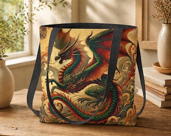 Keeper of the Flame Dragon Tote Bag, Mythical Creature Gift, Fantasy Outfits