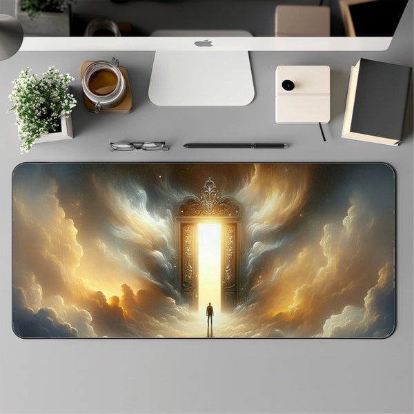 Knockin' on Heaven's Door Desk Mat, Christian Art, Large Mouse Pad, Christian Gifts, Home Office Decor, Heaven, Office Accessories