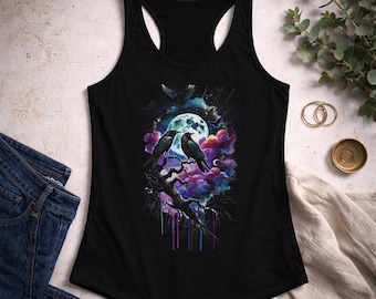 Watercolor Crows Tank Top, Goth Girl Gifts, Dark Romance Shirt
