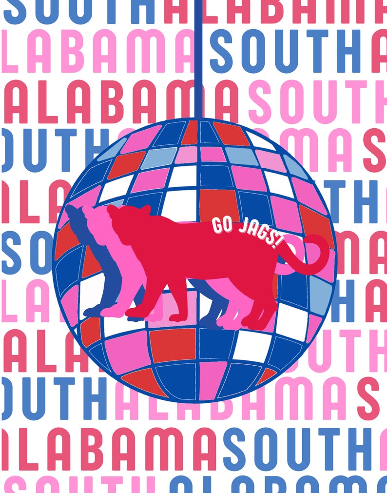 University of South Alabama Graphic Print Etsy