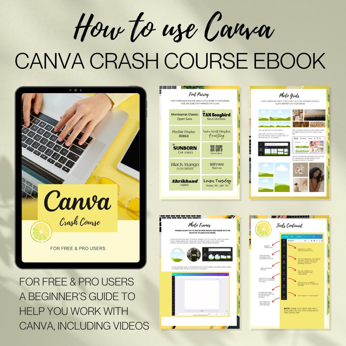 Canva Crash Course Ebook | Canva Tutorial for Beginners | Free & Pro ...