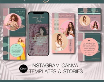 Fashion Blogger Instagram Templates: Stylish Social Media Posts (Canva)