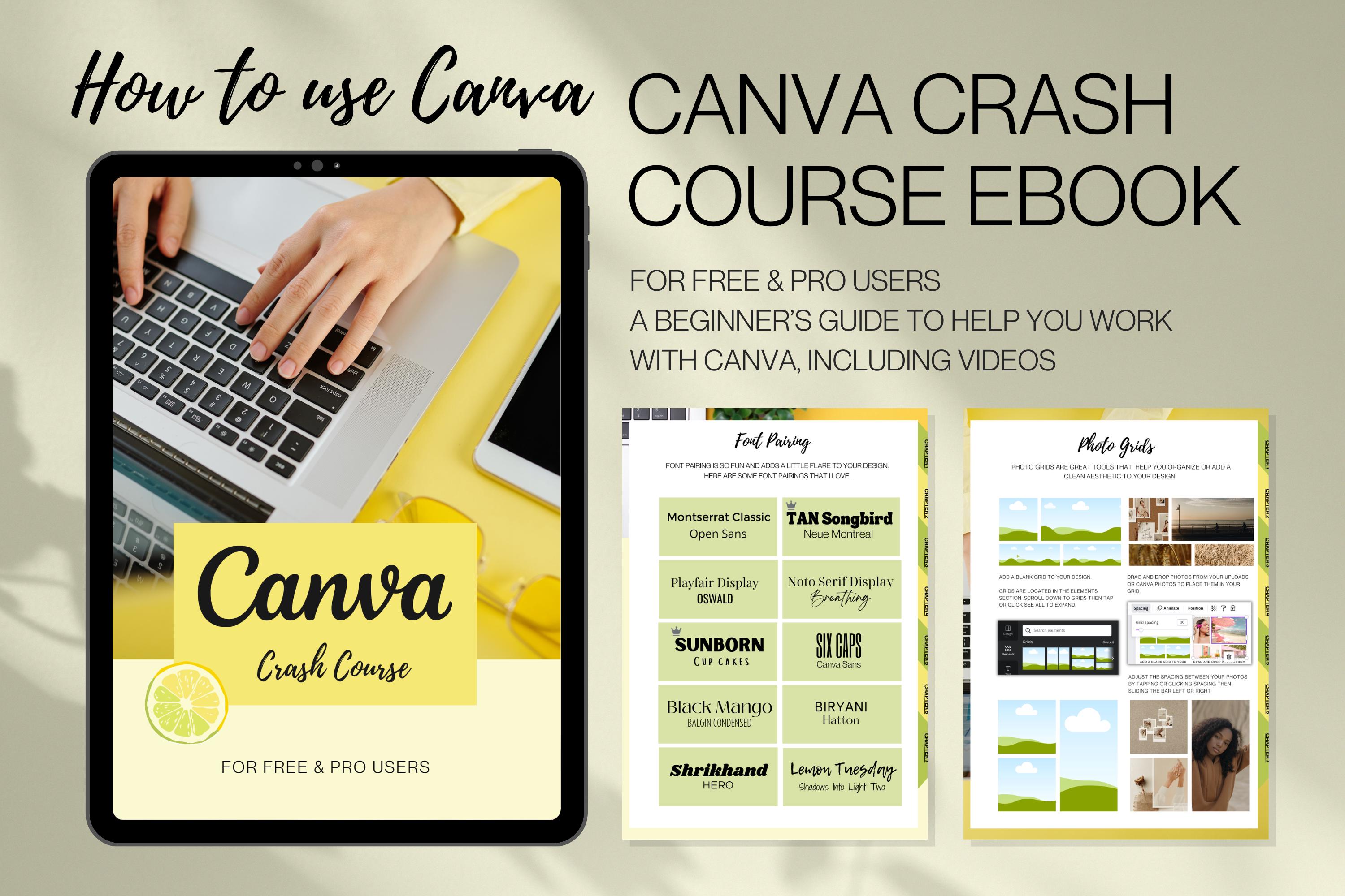 Canva Crash Course Ebook | Canva Tutorial for Beginners | Free & Pro ...
