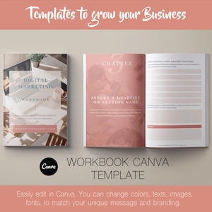 Canva Kurs Ersteller Arbeitsbuch Boho Vorlage, Checklisten Planer Galerie Seiten Ressourcen, Testimonial Vorlagen für Geschenk für Online Kursträger