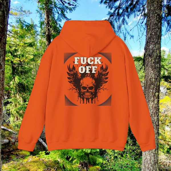 Unisex Heavy Blend™ Hooded Sweatshirt, fuck off hoodie, fuck off sweater, skull sweater, skull hoodie, moody hoodie, scary hoodie