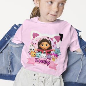 Personalized Gabby Cat Birthday Shirt Gift, Custom Girls Dollhouse Kitties Shirt