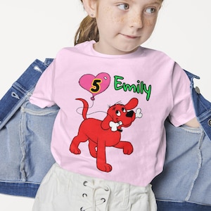 Custom Clifford the Big Red Dog Kids T-Shirt: Birthday Party Gift