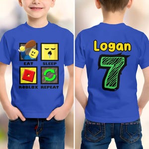 Personalisieren Sie Eat Sleep Rblox Wiederholung T-Shirt Geschenk, benutzerdefinierter Name und Alter Rolox T-Shirt Geschenk, Geburtstag Robox Geschenk, Roblx Party T-Shirt