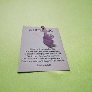 Niedliche Vogel 'little hug' Karte mit separater Figur. Nettes Geschenk, billiges Geschenk, Geschenk für Freunde, Geschenk für Familie, Geschenke für sie, Geschenke für ihn