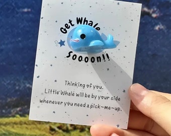 regalo per guarire presto - "prendi balena presto" - perfetto per tirarsi su per qualcuno che non sta bene. regalo carino