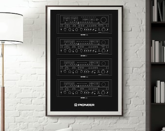 Pioneer SX-80 Series Era Vintage Audio Poster, Vintage 70s Poster, Vintage Audio Poster, Audio Art, Vintage Audio Wall Art, Audio Wall Art