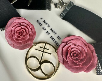 Clockwork Angels Choker Necklace; Alchemy Brimstone Symbol; 14k Gold Plated Brass; Occult Jewelry