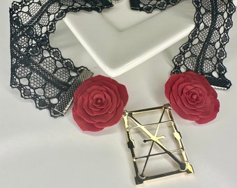 Clockwork Angels Choker Necklace; Alchemy Copper Symbol; Polished Brass; Occult Jewelry