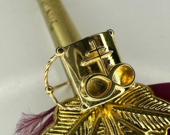 Clockwork Angels Ring; Alchemy Brimstone Symbol; 18k Gold Plated Brass; Occult Jewelry
