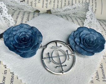Clockwork Angels Choker Necklace; Alchemy Torrefaction Symbol; Polished Silver; Occult Jewelry