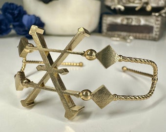 Clockwork Angels Bracelet; Alchemy Copper Symbol; Natural Brass; Occult Jewelry