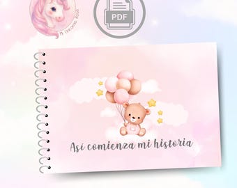 Así comienza mi Historia A5/bebé/recién nacido/foto álbum/álbum de bebé/primeros años/regalo embarazada/diario/osa/PDF/imprimible/niña
