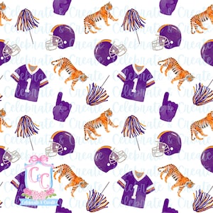 Clemson Aquarell SEAMLESS PATTERN png Clipart Grandmillennial Hintergrund Fußball College College Jubeln Sport Tiger