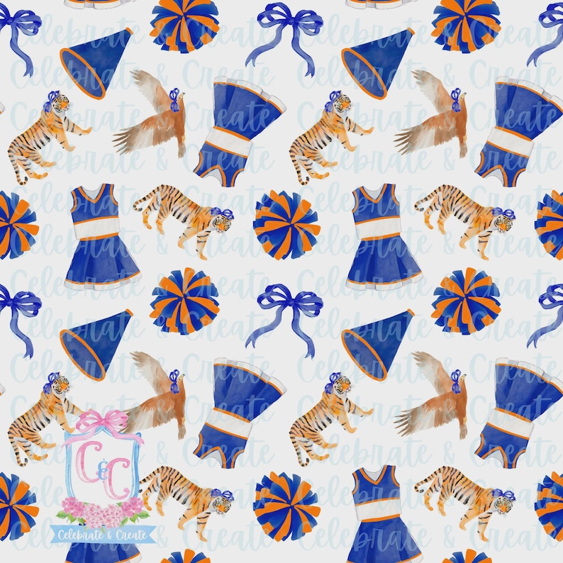 Tigers Watercolor SEAMLESS PATTERN PNG Clipart Grandmillennial Preppy ...