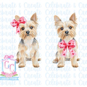 Aquarell Yorkie Yorkshire Terrier Hund PNG Clipart Grandmillennial Doodles AI Zeichnete Valentinstag Welpenliebe