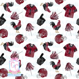 Acuarela de los South Carolina Gamecocks, patrón sin costuras PNG, clipart, Grandmillennial, fondo preppy, fútbol, equipo universitario