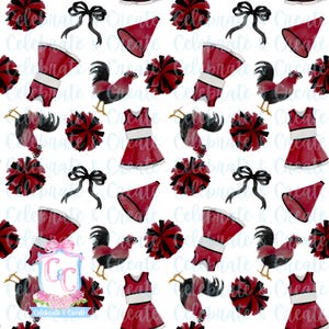 Acuarela de los Gamecocks de Carolina del Sur, patrón sin costuras PNG, clipart, Grandmillennial, preppy, fondo, fútbol, universitario, equipo universitario, porristas