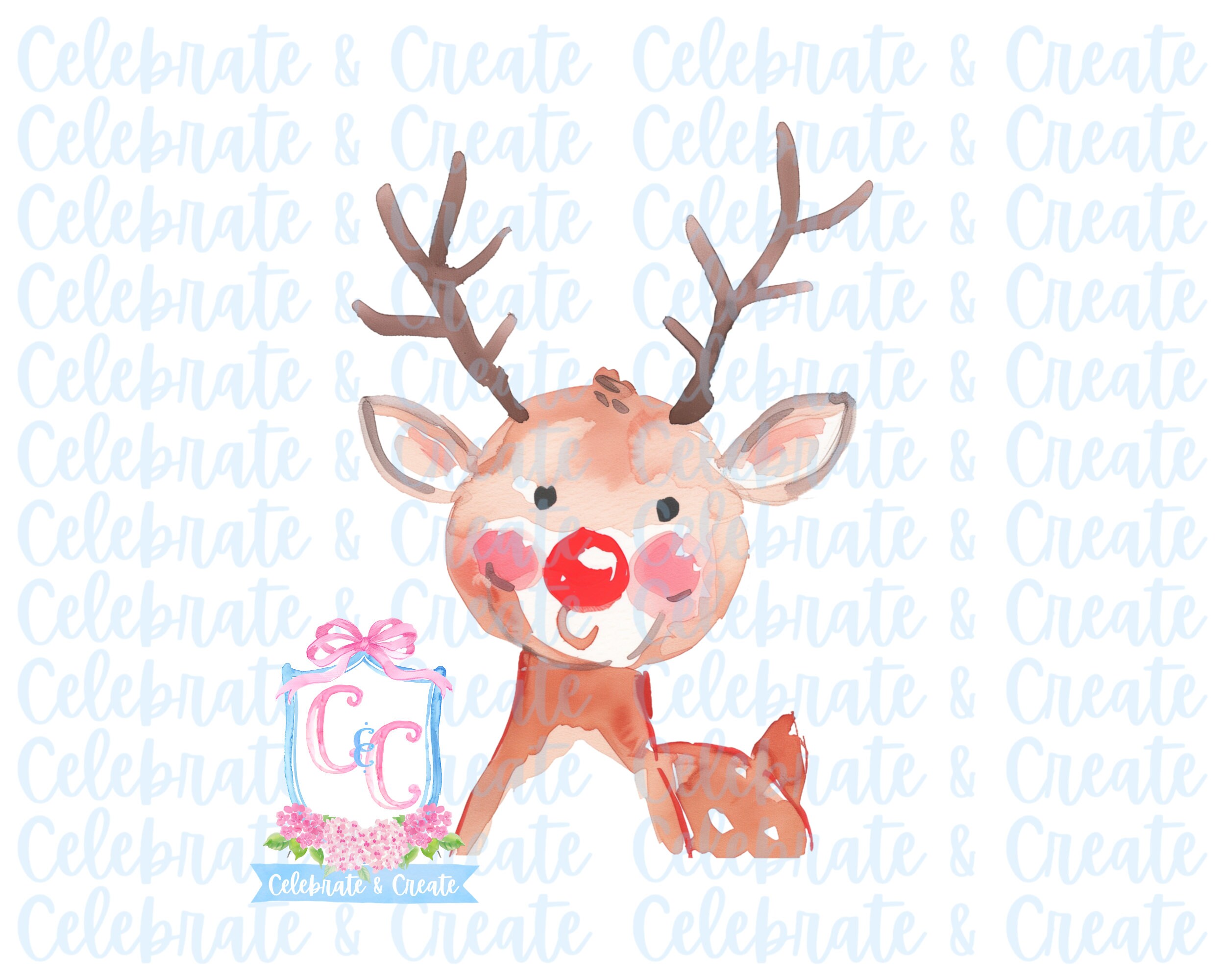 Watercolor Boy & Girl Reindeer Set of 2 PNG Clipart Stationery ...