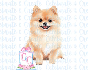 水彩画の犬の子犬ポメラニアン - Etsy 日本
