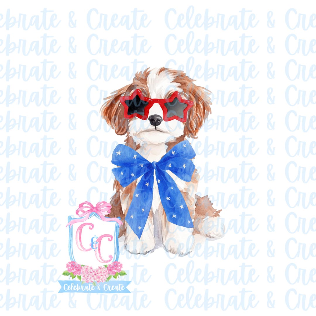 Mini Aussiedoodle Aussie Doodle Watercolor Dog Clipart PNG Memorial Day ...