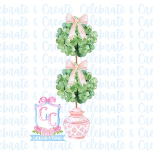 Aquarelle trèfle trèfle topiaire noeud rose Chinoiserie PNG Clipart mars lutin coquette grand-millénaire verdure Saint-Patrick