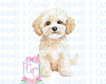 Watercolor Dog Puppy Goldendoodle Golden Doodle Labradoodle Cockapoo Cavapoo Maltipoo Maltese