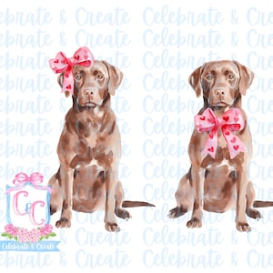 Perro Labrador Retriever de acuarela, chocolate, PNG, clipart, Grandmillennial Doodles, AI, Drew, San Valentín, día de San Valentín, cachorro, amor