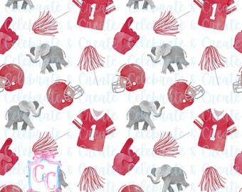 Watercolor SEAMLESS PATTERN PNG Clipart Grandmillennial Preppy Background Football Collegiate College Team