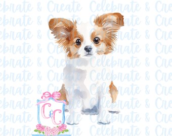 Watercolor Dog Puppy Papillon