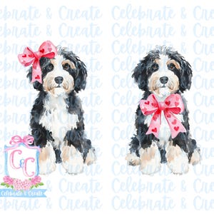 Aquarell Bernedoodle Berner Berg Doodle Bernhardiner PNG Clipart Grandmillennial Doodles AI Valentine Valentinstag Welpe