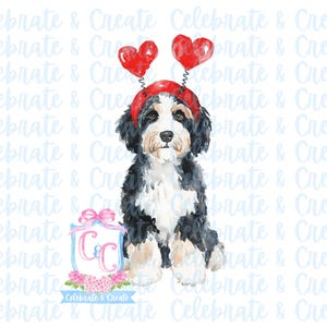 Aquarell Bernedoodle Berner Berg Doodle Bernhardiner PNG Clipart Grandmillennial Doodles AI Valentine Valentinstag Welpe
