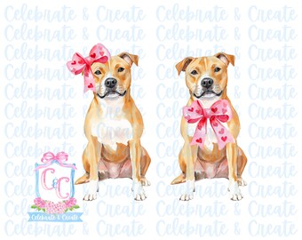 Watercolor Pit Bull Pitbull Bully Dog PNG Clipart Grandmillennial Doodles AI Drew Valentine Valentine’s Day Puppy Love