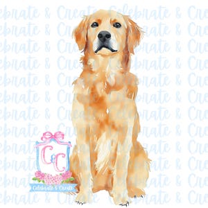 Acquerello Golden Retriever Cane Cucciolo Canino K9 PNG Clipart Grandmillennial Doodles AI Drew Cancelleria Blocco note Regalo Etichetta Biglietto di auguri