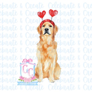 Aquarell Golden Retriever Hund PNG Clipart Grandmillennial Doodles AI Zeichnete Valentinstag Welpenliebe