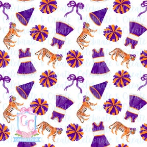 Clemson Aquarell SEAMLESS PATTERN png Clipart Grandmillennial Hintergrund Fußball College College Jubeln Sport Tiger