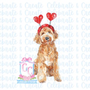 Aquarell Golden Doodle Labradoodle Goldendoodle Hund PNG Clipart Grandmillennial Doodles AI Zeichnete Valentinstag Herz Welpenliebe