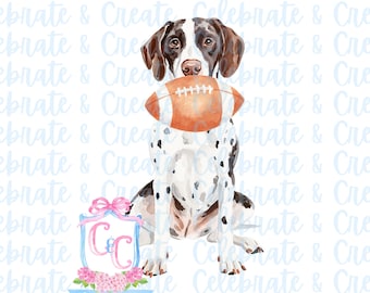 German Shorthaired Pointer GSP 2 Watercolor Football Dog PNG Clipart Stationery Grandmillennial Coquette Preppy Puppy Sports Team