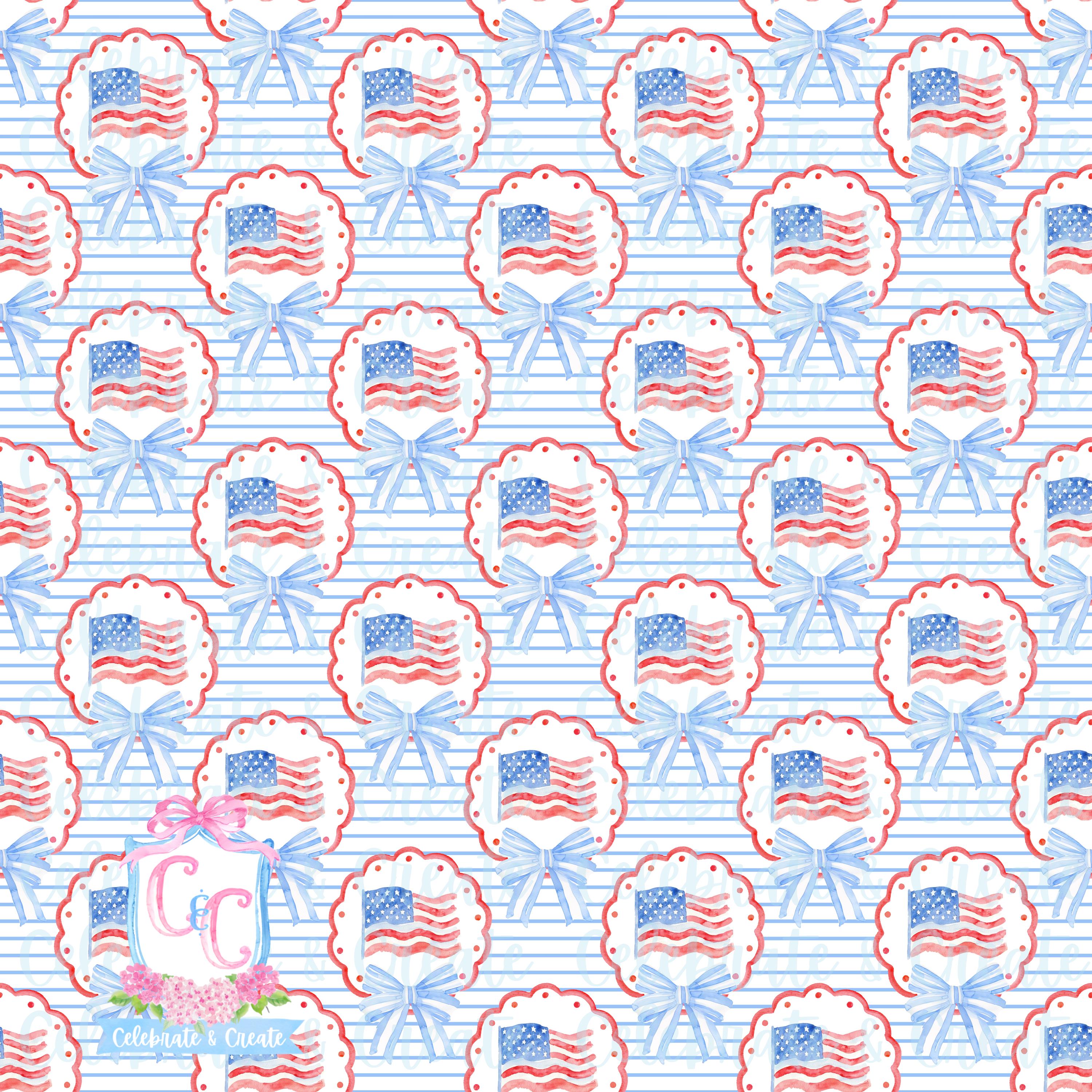 Watercolor SEAMLESS PATTERN American Flag Background PNG Clipart Grandmillennial Coquette Preppy Memorial Day Labor Independence 4th of July