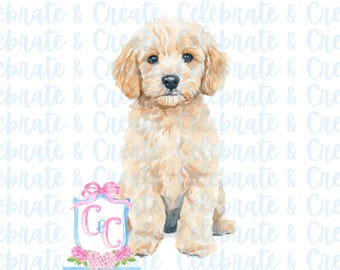 Watercolor Dog Puppy Goldendoodle Golden Doodle Labradoodle Cavapoo Cockapoo Maltipoo