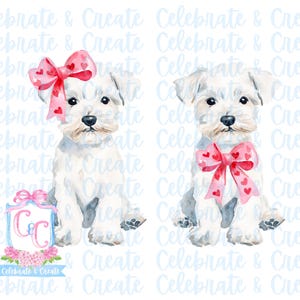 Aquarel Westie Schnauzer Terrier-hond PNG Clipart Grandmillennial Doodles AI Drew Valentijnsdag Kalverliefde