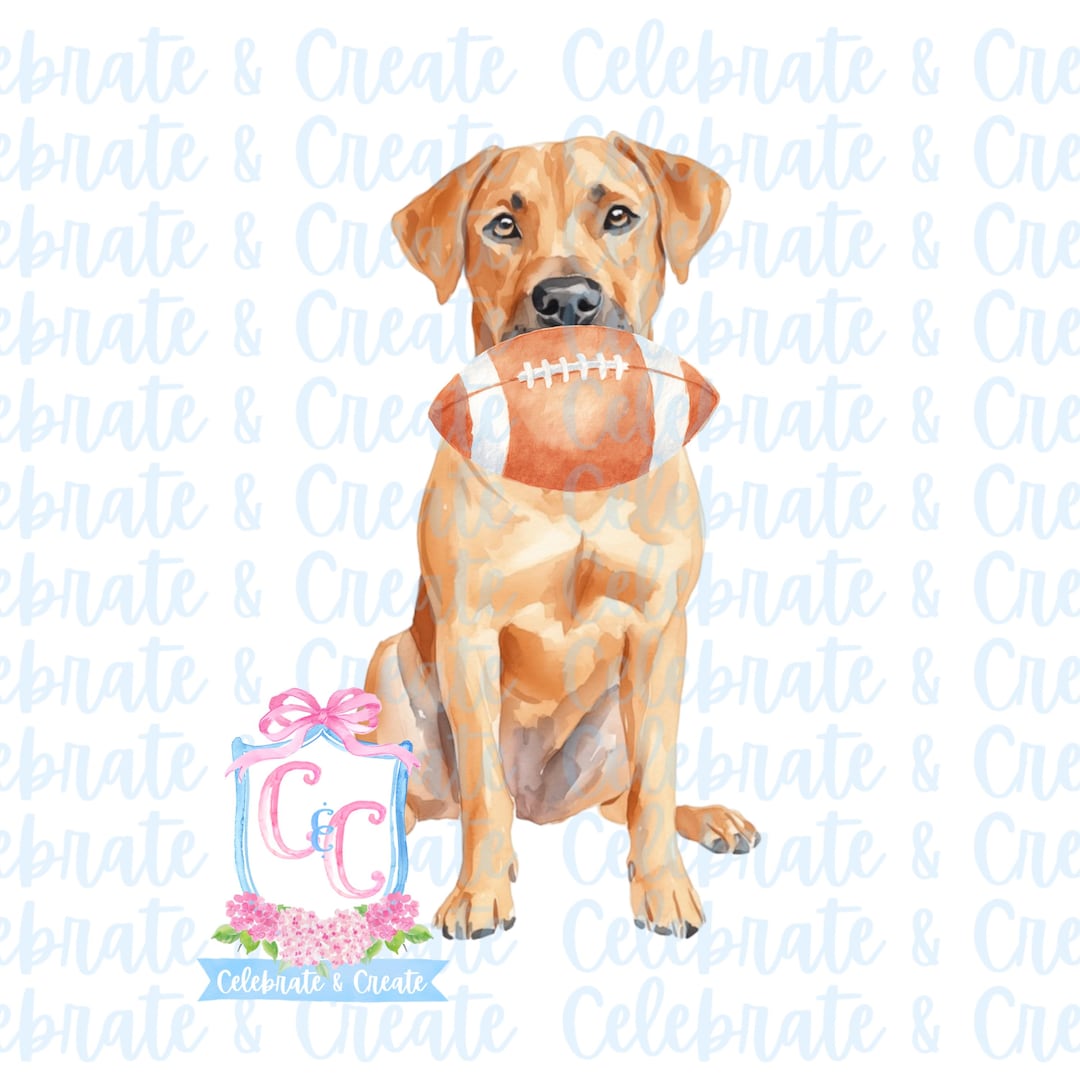 Rhodesian Ridgeback Watercolor Football Dog PNG Clipart Stationery ...