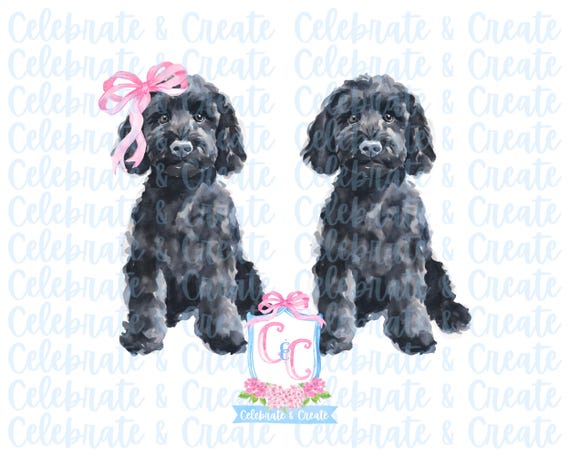 Poodle Black Goldendoodle Names Watercolor Set Of Black Golden
