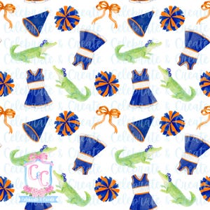 Florida Gators Acuarela PATRÓN SIN COSTURAS PNG Clipart Grandmillennial Preppy Fondo Fútbol Universitario Equipo Universitario Animadoras Deportes